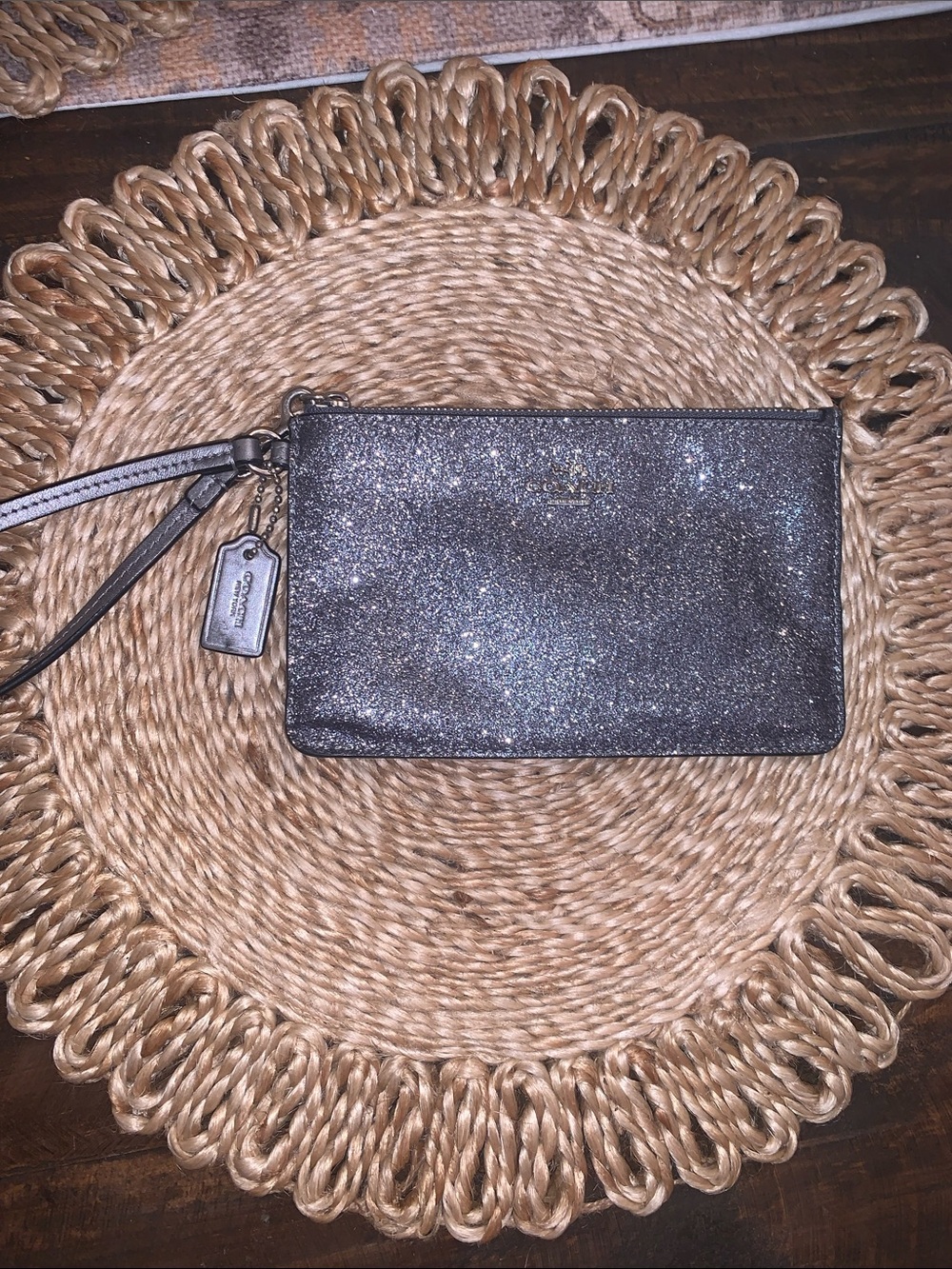 Coach Glitter Wristlet in Silver